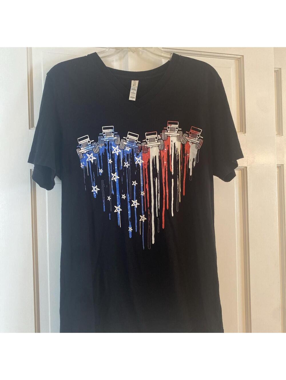 Jeep America Vneck Black Tshirt Large